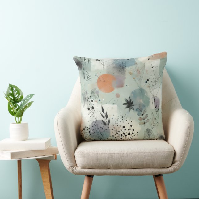 Nordic Mist Botanical Throw Pillow (Chair)
