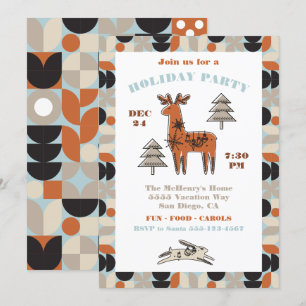 Nordic Mod Reindeer Fête Invitation