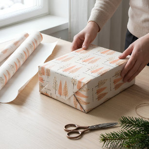 Nordic Modern Merry And Bright Christmas Pine Tree Wrapping Paper