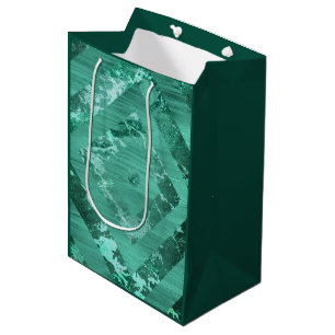 Nordic Molten Jade Abstract Geometric Green Medium Gift Bag