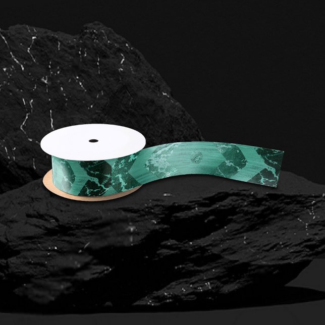 Nordic Molten Jade | Abstract Geometric Green Satin Ribbon (Creator Uploaded)