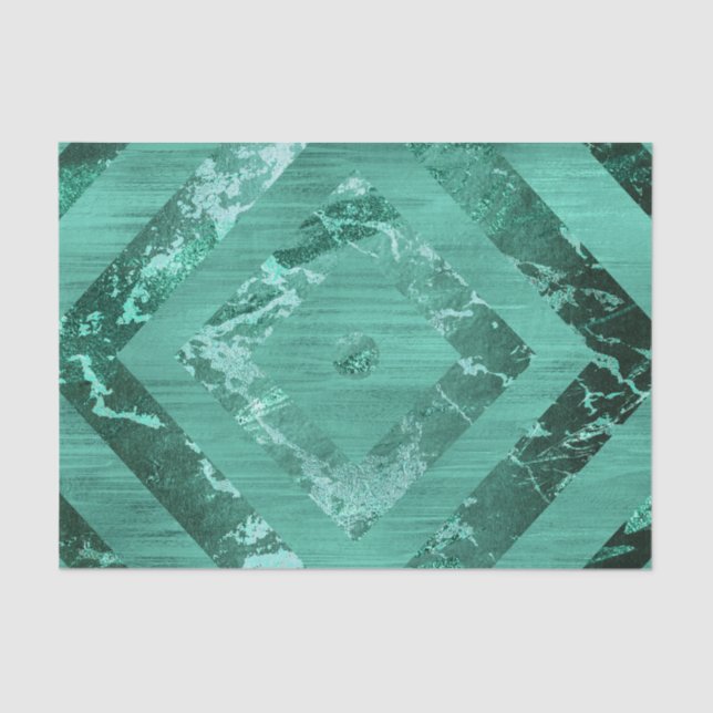 Nordic Molten Jade | Abstract Geometric Green Tissue Paper (Front)