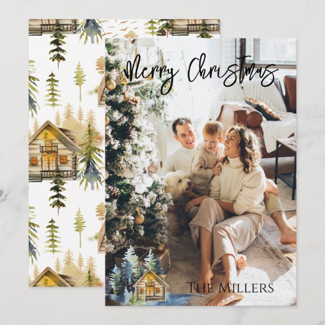 Nordic/Mountain Photo Christmas Card Personalized (Front/Back)