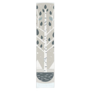 Nordic Mountains and Birch tree Short Table Runner