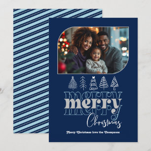 Nordic Night Modern Retro Doodle Christmas Photo Holiday Card