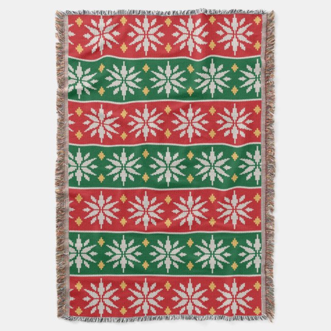 Nordic Noel Knit Throw Blanket (Front Vertical)