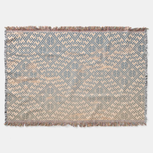 Nordic pastel traditional pattern design throw blanket (Front)