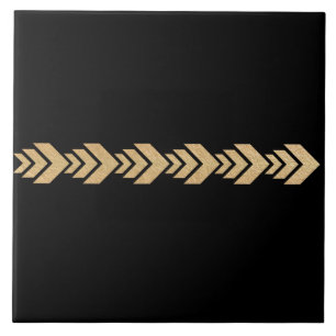 Nordic Pattern In Gold on Black Tile