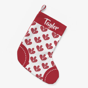 Nordic Pattern Personalized Red White Christmas Small Christmas Stocking