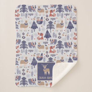 Nordic Pattern Personalized Scandinavian Sherpa Blanket