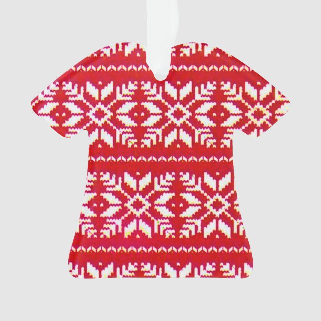 nordic pattern snowflakes  ugly christmas sweater ornament (Front)