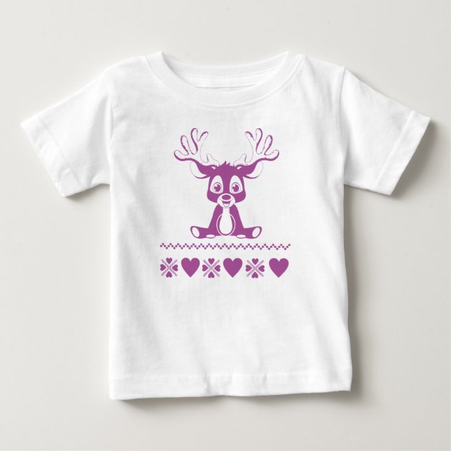 nordic pattern with deer baby T-Shirt (Front)