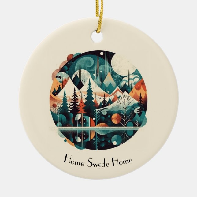 Nordic Pines & Peaks, custom Ceramic Ornament (Front)