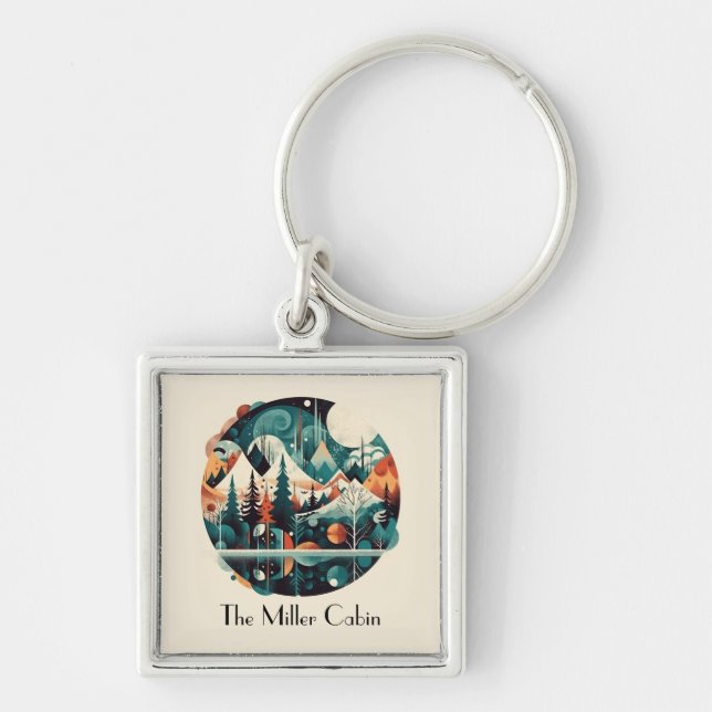 Nordic Pines & Peaks, custom Keychain (Front)