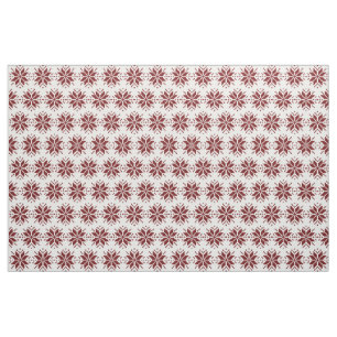 Nordic Pixel Snowflake Christmas Pattern Fabric
