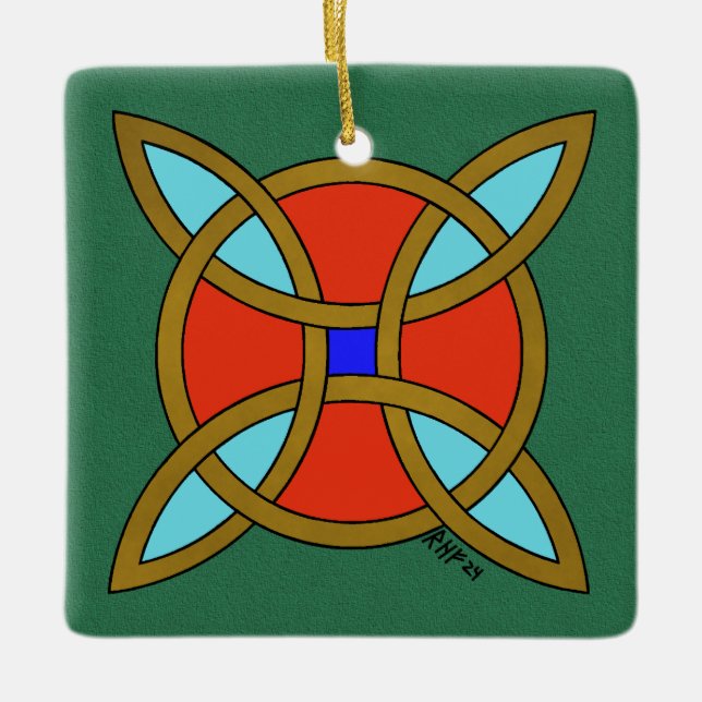 Nordic Protection from Witchcraft or Witch's Knot Ceramic Ornament (Front)