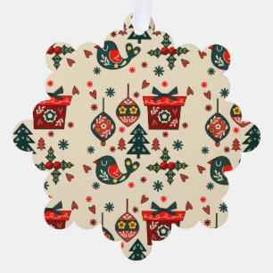 Nordic Red & Cream Christmas Ornament Card