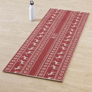Nordic Reindeer Christmas Knit Personalized Yoga Mat