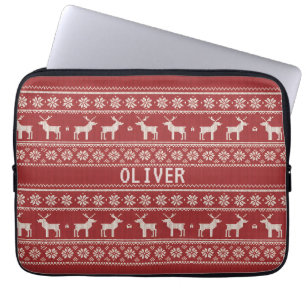 Nordic Reindeer Christmas Personalized  Laptop Sleeve