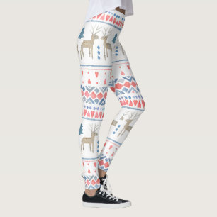 Nordic Reindeer Hearts and Fairisle Stripe Leggings