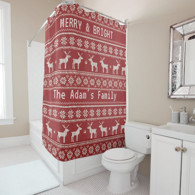 Nordic Reindeer Knit Pattern Christmas Red  (In Situ)