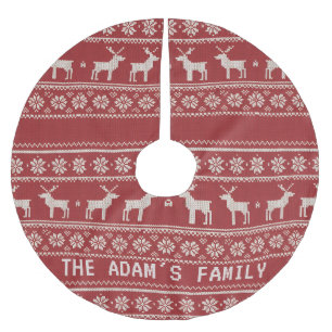 Nordic Reindeer Knit Pattern Personalized Brushed Polyester Tree Skirt