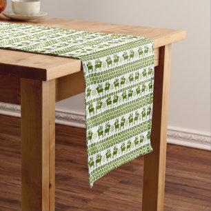 Nordic Reindeer & Snowflakes Pattern Short Table Runner