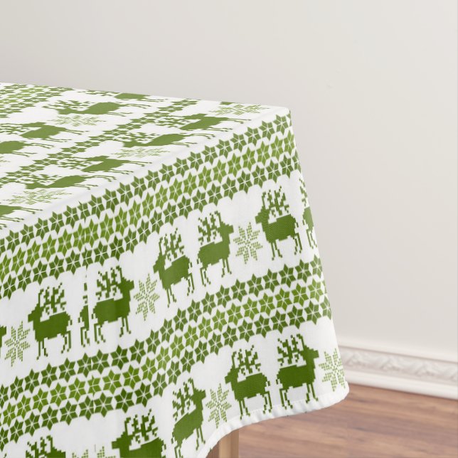 Nordic Reindeer &amp; Snowflakes Tablecloth (In Situ)