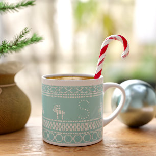 Nordic Reindeer Teal Scandinavian Espresso Cup
