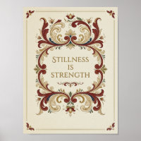 Nordic Rosemaling Poster, “Stillness is Strength”