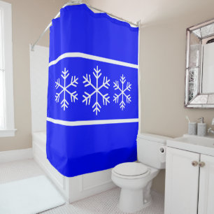 Nordic Royal Blue White Alpine Snowflakes Stripes