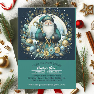 Nordic Santa Ho Ho Ho Snowy Christmas Cheer Party Invitation