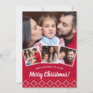 Nordic Scandinavia Family Photo Red Christmas Holiday Card
