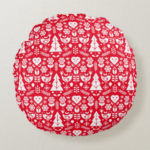 Nordic Scandinavian Christmas Decorations Round Pillow