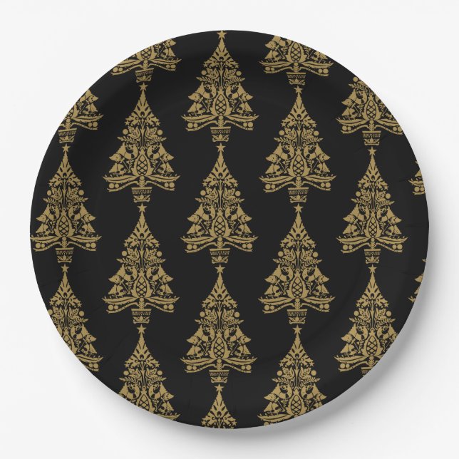 Nordic Scandinavian Christmas Tree Decorations Paper Plate (Front)