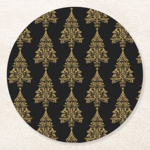 Nordic Scandinavian Christmas Tree Decorations Round Paper Coaster