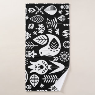 Nordic Scandinavian Folk Pattern Art Bath Towel