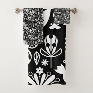 Nordic Scandinavian Folk Pattern Art Bath Towel Set