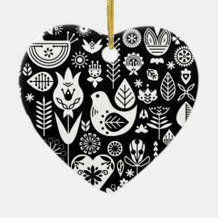 Nordic Scandinavian Folk Pattern Art Ceramic Ornament