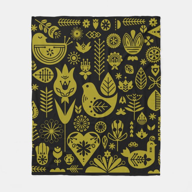 Nordic Scandinavian Folk Pattern Art   Fleece Blanket (Front)