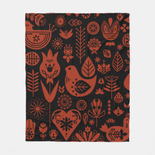 Nordic Scandinavian Folk Pattern Art   Fleece Blanket