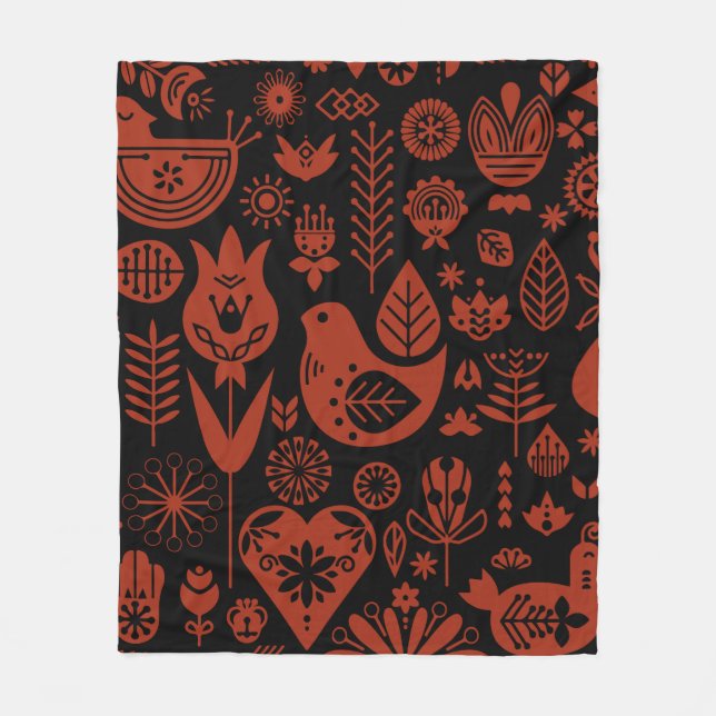 Nordic Scandinavian Folk Pattern Art   Fleece Blanket (Front)