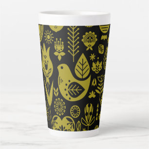 Nordic Scandinavian Folk Pattern Art Latte Mug