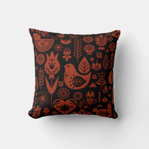 Nordic Scandinavian Folk Pattern Art   Throw Pillow