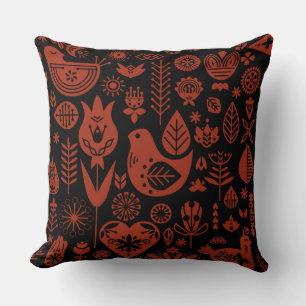 Nordic Scandinavian Folk Pattern Art Throw Pillow