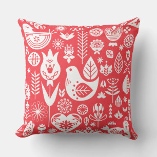 Nordic Scandinavian Folk Pattern Art Throw Pillow