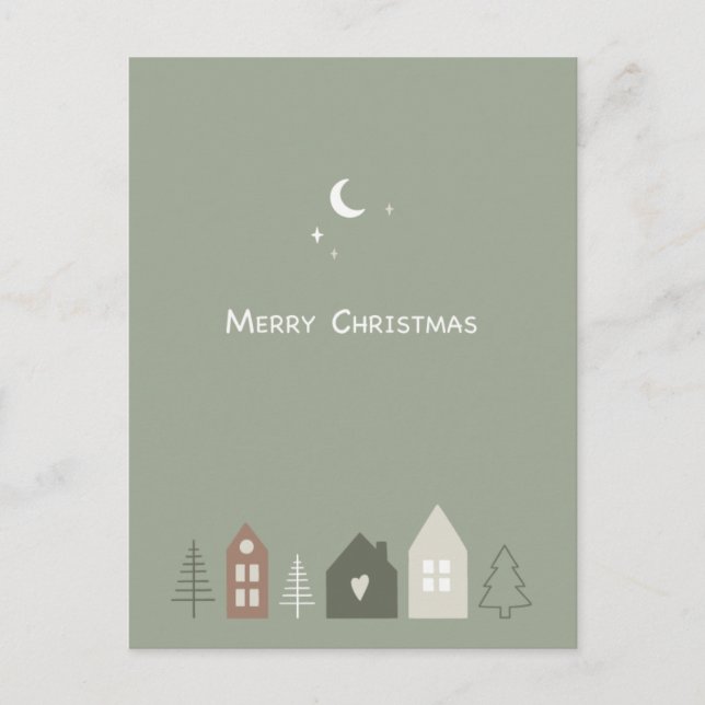 Nordic Scandinavian Minimal Holiday Christmas Postcard (Front)