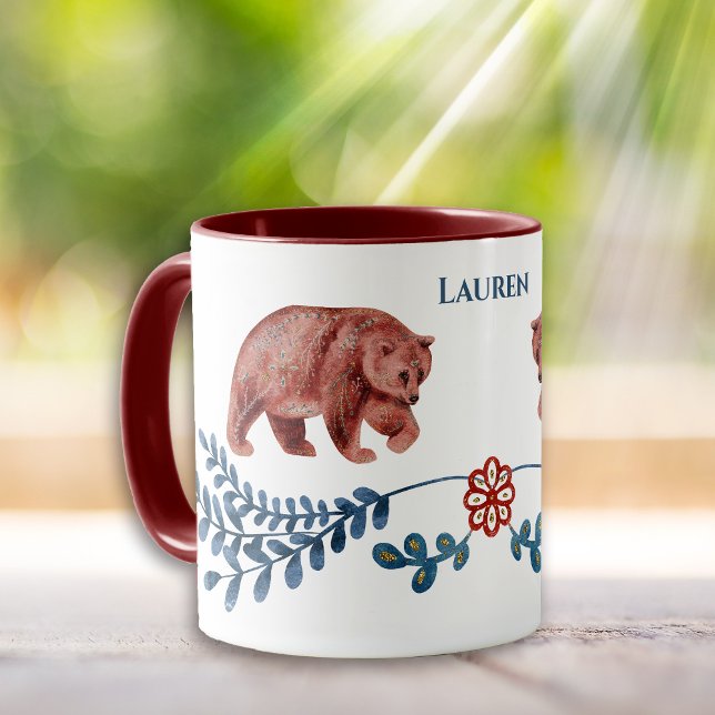 Nordic Scandinavian Style Bear and Flower Mug (Creator Uploaded)