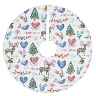 Nordic Scandinavian Style Christmas Pattern Brushed Polyester Tree Skirt