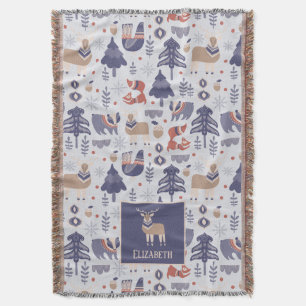Nordic Scandinavian Woodland Personalized Throw Blanket
